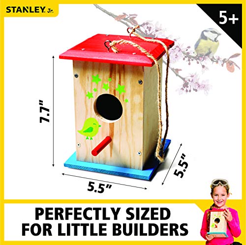 Stanley Jr DIY Bird House Kit for Kids and Adults - Easy Assembly Paint-A-Birdhouse Kit - Wooden Birdhouse Kit - Paint & Brushes Included - WoodArtSupply