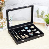 NBEADS Black Velvet Pin Display Case, 11x7.8x1.9 Inch Wall Hanging Brooch Jewelry Storage Case Wooden Presentation Boxes with Glass Window and NBEADS