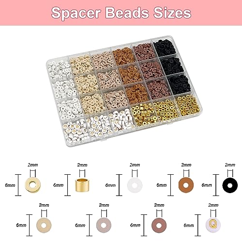 EMUFOOK 2414Pcs Clay Beads for Bracelet Making Kit Friendship Bracelet Kit for Girls Adults 6 Color Polymer Clay Beads Charms for Jewelry Making Kit - WoodArtSupply