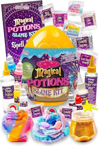 GirlZone Magic Potion Slime Kit, Spell-Binding Potion Kit for Girls to Make 6 Magical Mixies, Fun and Gift-Ready Magic Potion Kit GirlZone