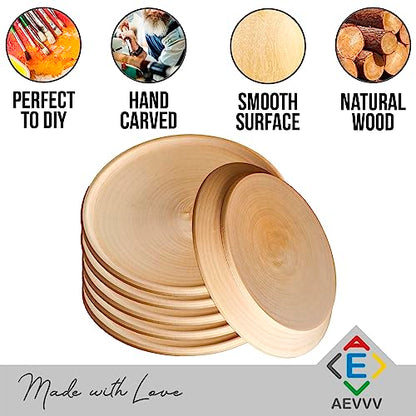 Wooden Craft Plates - 6-Piece DIY Kit, 3.9-inch Diameter, Perfect for Home Decor - Unfinished Wood Plate Blanks Dish for Crafting and Painting