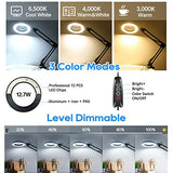 10X Magnifying Glass Lamp, Adjustable Swing Arm 72 LEDs Real Glass Lens Magnifier Light,3 Color Modes 10 Stepless Dimmable,Perfect for Daily Baoomalongly