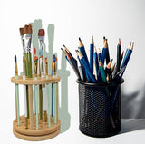 Yeeyeah 360 Rotating Bamboo Paint Brush Holder-Large Capacity Watercolor Paint Brush Holder Display Stand And Organizer for Desk, Arts and Crafts Yeeyeah