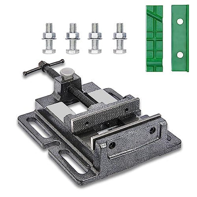 Drill Press Vise,4" Heavy Duty Bench Vise, Bench Clamp Vise，Drill Press Vice with Multi-Groove Vice Jaw Pads and Quick Adjustment Button