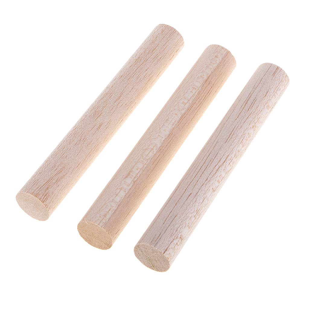 Baosity B Assorted Sizes Round Balsa Rods Unfinished Woodcraft Stick Dowel Rod for Kindergarten Handmade Craft Model Making Accessories, 5 Pieces Baosity
