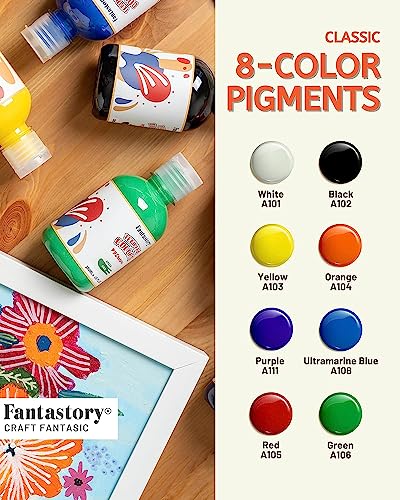 Fantastory Tempera Paint for Kids 8 Colors (8.4 oz Each) Washable Tempera Paint Bundle with Glow in The Dark Paint, Washable Tempera Paint Non-Toxic - WoodArtSupply