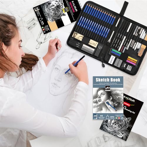 Prina 50 Pack Drawing Set Sketch Kit, Sketching Supplies with 3-Color  Sketchbook, Graphite, and Charcoal Pencils, Pro Art Drawing Kit for Artists  Adults Teens Beginner Kid, Ideal for Shading, Blending