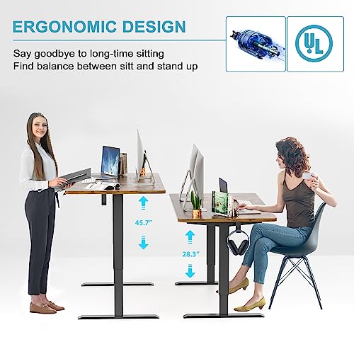 Monomi Electric Standing Desk, Height Adjustable Desk 55x 28 Inches, Ergonomic Home Office Sit Stand Up Desk with Memory Preset Controller (Black - WoodArtSupply