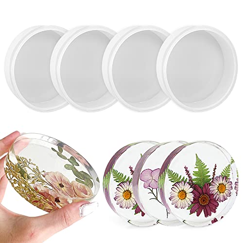 RESINWORLD Deep Coaster Molds, Round Coaster Resin Molds, Small Coaster Silicone Molds for Resin Casting, for Flower Bouquet Preservation ResinWorld