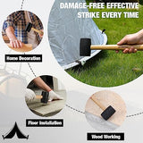 WORKPRO Tent Stakes and Hammer Set, 16oz Rubber Mallet Hammer, Wooden Handle, 10PC Heavy Duty Metal Tent Stakes and Storage Bag, DIY Woodworking, WORKPRO