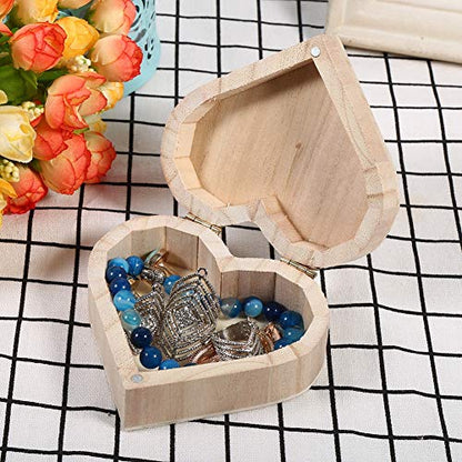 Heart Jewelry Box Unfinished Wooden Box Jewelry Storage Box Natural Wood Box Crafting Making Jewelry Case Craft Decoration