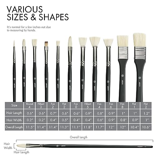 ARTIFY Oil Paint Brush Set - 11 Pieces | Professional Artist Paint Brush Set for Oil Painting | Natural Hog Bristle Brushes with an Additional Nylon - WoodArtSupply