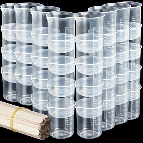 LEOBRO 50ml/1.7oz Epoxy Mixing Cups, 38PCS Graduated Epoxy Resin Cups, Resin Mixing Cups, Beaker, Pouring Cup, Plastic Measuring Cup for Resin, - WoodArtSupply