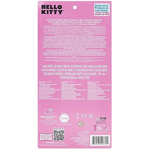 Townley Girl Hello Kitty and Friends 8 Pack Non-Toxic Peel-Off Shimmer and Opaque, Water-Based Safe Nail Polish Set with Nail Dryer for Kids, AA Townley Girl