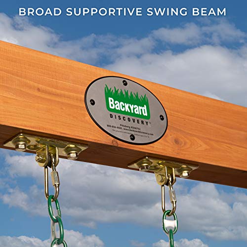 Backyard Discovery Durango All Cedar Classic Swing Set, 2 Pinch Free Belt Swings, Easy Assembly, Durable, Water Resistant, Steel Corner Supports, 2 Backyard Discovery