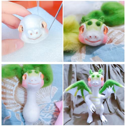 DEUXPER Needle Felting Kits Beginners, DIY Wool Felt Dragon Materials Set for Adults Kids, Needle Felting Craft Project Gift for Women Men DEUXPER