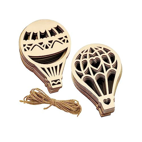 32 Pack Wood Air Balloon Cutouts Unfinished Wooden Air Balloon Hanging Ornaments DIY Air Balloon Craft Gift Tags for Home Party Decoration Craft Xonzmmk