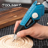 TOOLSBAT Engraver 15W Engraving Tool - Metal Engraver with 4 Tungsten Carbide Steel Bits & 2 Stencils 5 Speed Etching Tool Perfect for DIY TOOLSBAT
