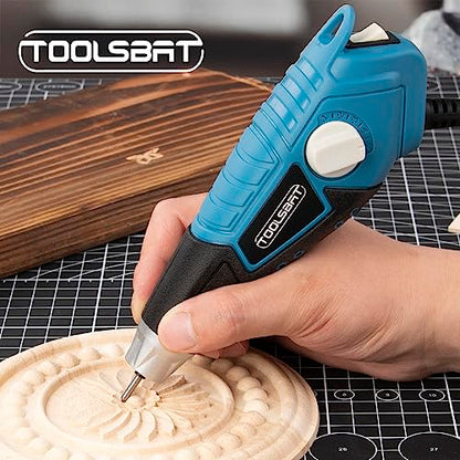 TOOLSBAT Engraver 15W Engraving Tool - Metal Engraver with 4 Tungsten Carbide Steel Bits & 2 Stencils 5 Speed Etching Tool Perfect for DIY - WoodArtSupply