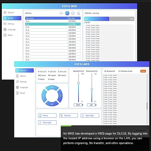 3D Printer Control Board MKS DLC32 V2.1 32 Bit Control Board with WiFi 2.4 Inch TS24 R V2.1 Touch Screen Laser Engraving Machine Main Board Hyuduo
