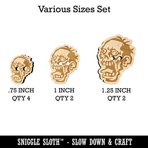 Zombie Undead Creepy Head Wood Buttons for Sewing Knitting Crochet DIY Craft - Various Sizes (8pcs) Sniggle Sloth