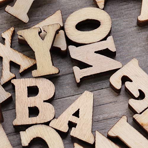 SEWACC Unfinished Wood Crafts 100pcs Mini Wooden Alphabet Letters Unfinished Wood Letters English Letters Natural Wooden Slice for Scrapbooking DIY SEWACC