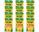 Crayola Fine Line Markers Bulk, School Supplies for Kids, 12 Marker Packs with 10 Colors, Multi Crayola