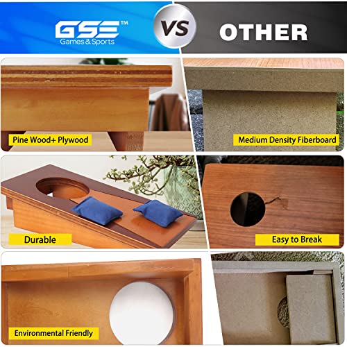 GSE Mini 10"x5" Tabletop Cornhole Toss Game Set with 8 Bean Bags, Wooden Desktop Cornhole Game Set for Travel, Office Desk. Mini Bean Bag Toss Game GSE Games & Sports Expert