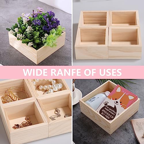 WOPPLXY 16 Pack Wooden Box, 4 x 4 x 2 Inch Unfinished Wood Box, Small Square Wood Boxes, Wooden Storage Organizer Craft Boxes for Crafts, WOPPLXY