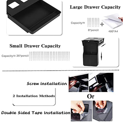 Navtcow Under Desk Drawer Storage Organizer - 2 Pack (Large and Small) Black - (Please Note - Drawer Size/No Lip Under Desktop) - 2 Installation - WoodArtSupply