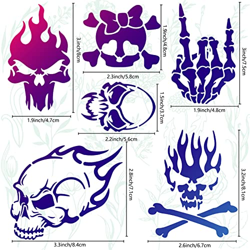 GORGECRAFT 6.3 Inch Skull Metal Stencil Stainless Steel Painting Template Journal Tool for Painting Wood Burning Pyrography and Engraving Home DIY - WoodArtSupply