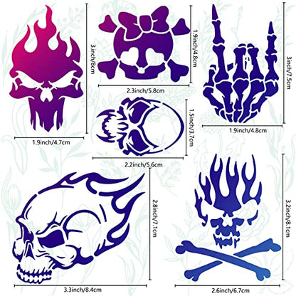 GORGECRAFT 6.3 Inch Skull Metal Stencil Stainless Steel Painting Template Journal Tool for Painting Wood Burning Pyrography and Engraving Home DIY - WoodArtSupply