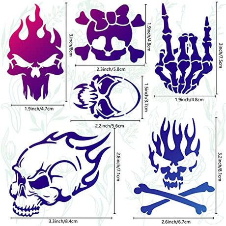 GORGECRAFT 6.3 Inch Skull Metal Stencil Stainless Steel Painting Template Journal Tool for Painting Wood Burning Pyrography and Engraving Home DIY GORGECRAFT