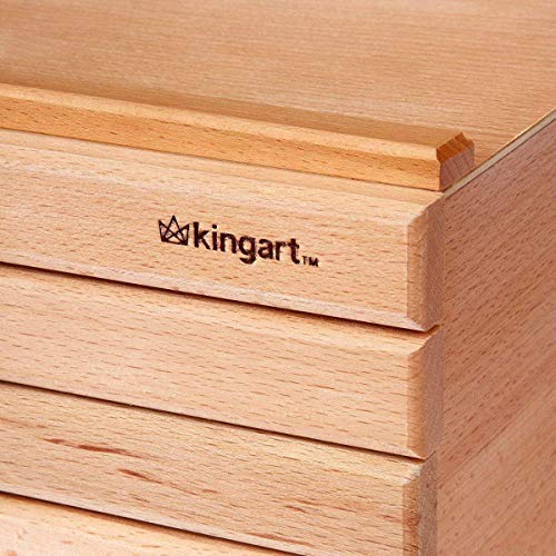 KINGART 723N Wood 6-Drawer Artist SUPPLY STORAGE BOX, 15-3/4” W x 10” D x 6-1/2” H, Natural Finish, Storage for Art Materials including Paint Tubes, KINGART