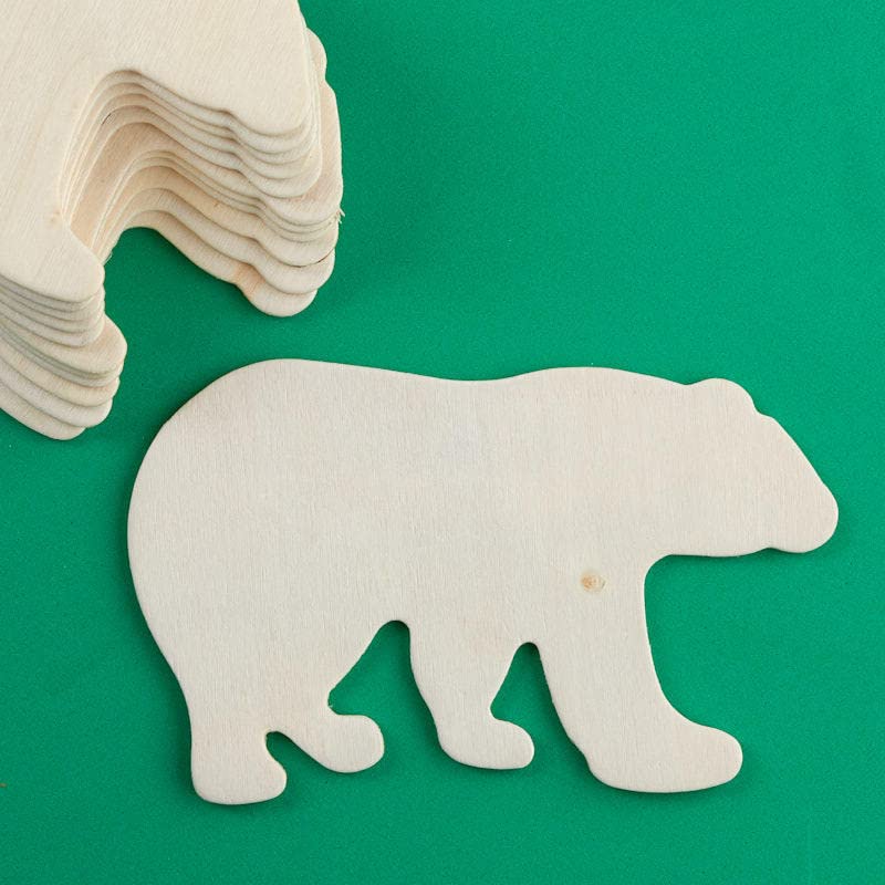 Pack of 24 Unfinished Wood Bear Cutout by Factory Direct Craft - Blank Wooden Bear Craft Shapes to Turn into Polar Bears, Panda Bears, Grizzly Bears, Factory Direct Craft