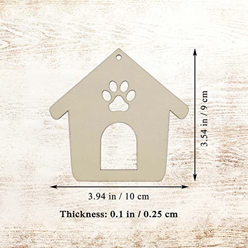 20pcs Wooden Dog Paw House Cutout Crafts Cat Claw House Wood Hanging Ornaments Gift Tags for DIY Project Wedding Birthday Party Decorations