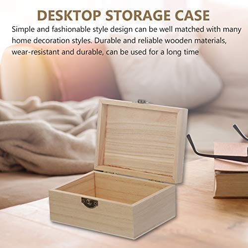 6pcs Boxes wooden box with lock unfinished wooden jewelry case wood watch display Unfinished Treasure Chest ring case display paint container Kisangel