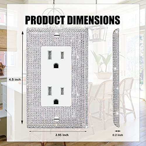 4 Pcs Silver Shiny Silver Rhinestone Crystal Light Switch Or Outlet Decorative Switch Covers Wall Plate Cover Plate Single Toggle Wall Plate Gaocai