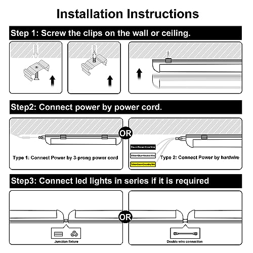 Gugsey 8Ft LED Shop Light Fixture - 100W 15500LM T8 Shop Lights for Garage, 6000K 8 Foot Daylight V Shape Linkable Garage Lights, High Output Clear - WoodArtSupply