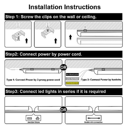 Gugsey 8Ft LED Shop Light Fixture - 100W 15500LM T8 Shop Lights for Garage, 6000K 8 Foot Daylight V Shape Linkable Garage Lights, High Output Clear - WoodArtSupply