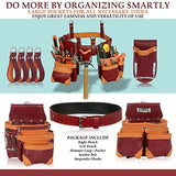 TRUTUCH Grain Leather 18 Pockets | Tool Rig Set | Tool Pouch | Drywall Tool Belt | Carpenter Tool Bag | Leather Tool Belts for Men | Construction | TRUTUCH