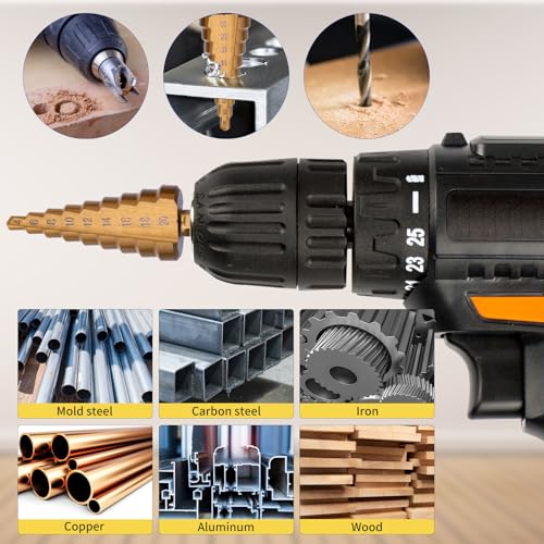 Rocaris 26 Pack Woodworking Chamfer Drilling Tools, Including Countersink Drill Bits, Wood Plug Cutter, Step Drill Bit, Center Punch, L-Wrench Rocaris