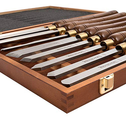 IMOTECHOM 8-Pieces HSS Wood Turning Tools Lathe Chisel Set with Wooden Box - WoodArtSupply