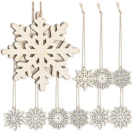 Abaodam Unfinished Christmas Wooden Ornaments 40 pcs Christmas Wood Decoration Christmas Embellishment Snowflake Table Scatter Xmas Gift Tags self Abaodam