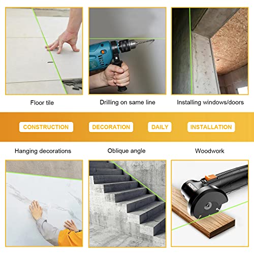 Angel Kiss Laser Level Self Leveling 4x360° 4D Green Cross Line Laser Tool for Construction and Picture Hanging, 2 Rechargeable Battery, Remote Angel Kiss