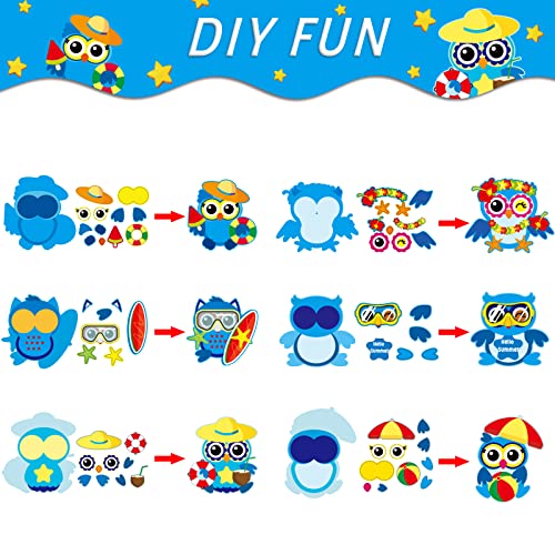 30 PCS Summer Craft Kits Kids DIY Hawaii Aloha Owl Craft Preschool Art Craft, Make Your Own Bulk Set for Home Classroom Day-Care Game Activities chiazllta