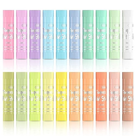 Shuttle Art Tempera Paint Sticks, 20 Pastel Colors, Solid Tempera Paint for Kids, Super Quick Drying, Works Great on Paper Wood Glass Ceramic Canvas Shuttle Art