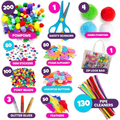 Blue Squid Arts and Crafts for Kids – XXXL Craft Kit for Kids - 2000+ Pcs Kids Craft Kits, Arts & Craft Supplies for Toddlers, Kids Art Set