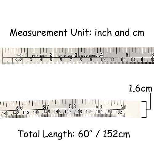 WIN TAPE Workbench Ruler Adhesive Backed Tape Measure 60inch 152cm (Left to Right - Inch/cm) - WoodArtSupply