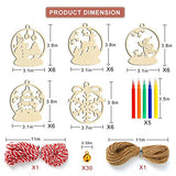 KIMOBER 30PCS Christmas Wooden Slices,Christmas Tree Ornaments,Unfinished Blank Cutouts for Christmas Decoration,Kids DIY Crafts KIMOBER